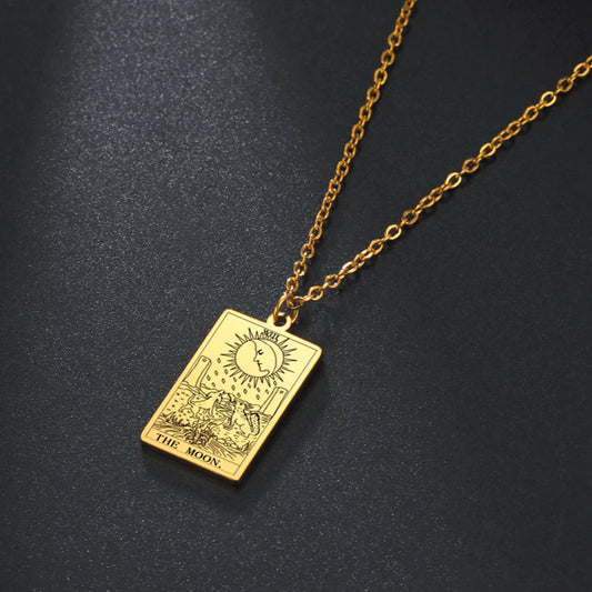 The Moon Tarot Pendant – Gold Stainless Steel Arcana Necklace