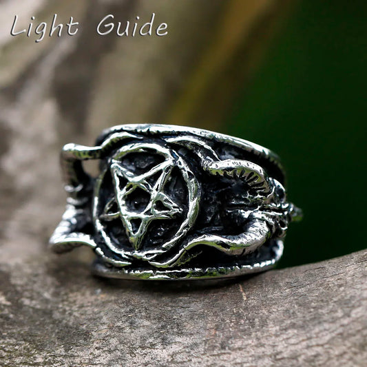 The Serpent’s Covenant Ring – Pentagram & Snake Occult Relic